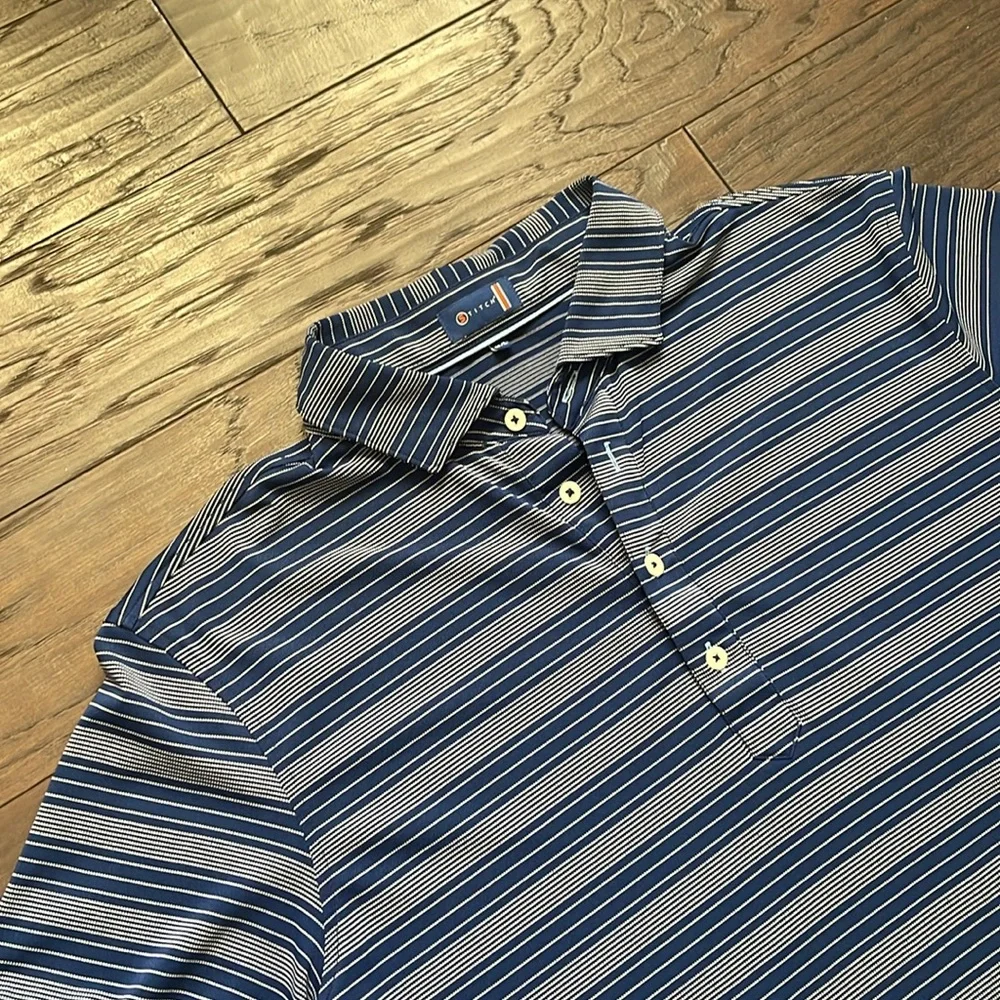 Stitch Brand Men’s Polo Size M/L Blue with White Stripes High Quality!